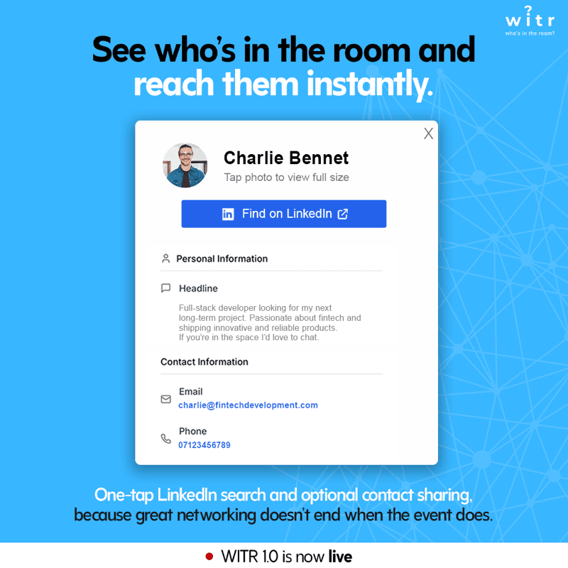 WITR attendee profile view